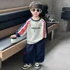 Traje de Primavera y Otoño para Niño 2092 Nuevo Elegante Niño Estilo Coreano Sudadera con Capucha Chaqueta Ropa Deportiva Conjunto de Dos Piezas para Niños 2026