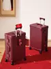 Maleta roja de 26 pulgadas de gran capacidad caja de dote para bodas de mujer engrosada y duradera caja de contraseña de viaje de mano de 20 pulgadas