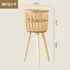 Cestas de Flores Tejidas Creativas Nórdicas de Ratán, Bambú y Paja con Soportes Altos de Madera para Decoración de Sala de Estar Interior, Adecuadas para Plantas Verdes y Macetas