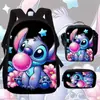La Mochila Más Vendida de Amazon Stitch Stitch para Estudiantes de Primaria y Secundaria Bolso de Hombro Estuche Tres Piezas Anime Dibujos Animados