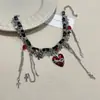 Cadena de clavícula con borla de calavera y cruz de amor dulce y genial, moda personalizada, punk caliente, hip hop, estilo europeo y americano, collar