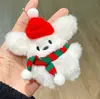 Novo Chaveiro de Cachorro de Pelúcia Fofo Boneca Pingente Cachecol de Tricô Bolsa de Casal Pingente de Boneca de Pelúcia