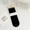 Calcetines de Malla de Verano para Mujer Calcetines Holgados Finos de Media Caña Sin Costuras Color Sólido Blanco Versátiles Calcetines de Algodón de Media Longitud
