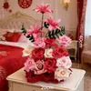 Decoración de Mesa de Café para Habitación de Boda, Arreglo de Flores Artificiales para Mesita de Noche de Compromiso, Adornos Florales para Mesa de Comedor de Boda, Flores Artificiales