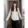 Camiseta de Manga Larga Suelta de Moda con Cuello Redondo, Bloques de Color Rayados Estilo Americano, Camiseta Básica para Mujer, Primavera y Otoño, Top para Pareja
