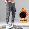 2020 nuevos pantalones overol para hombre forrados de vellón engrosados punta delgada marca de moda otoño e invierno pantalones casuales para hombre moda coreana