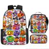 Mochila Transfronteriza Nueva Llorido Nocturno de Navidad Halloween Mochila de Poliéster Mochila de Estudiante Bolso Bandolera Set de Tres Piezas