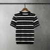 Camiseta Casual de Manga Corta para Hombre de Verano Transpirable Cuello Redondo Rayas Estilo Coreano Moderna de Media Manga Delgada Versátil Casual Camisa para el Cuerpo