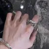 Anillo Metálico de Diseño Minimalista con Diamantes, Anillo Geométrico Simple Abierto para Dedo Índice, Estilo Europeo y Americano, Anillo Único y de Moda