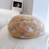 Sombrero de Artista de Mezcla de Lana y Pelo de Conejo Angora Boina de Tejido Jacquard Japonés Cuadros Sombrero de Punto Retro para Mujer Otoño e Invierno