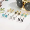 Nuevos Pendientes de Flor de Cuatro Hojas de Circonita, de Rosca, para Dormir, Diseño Versátil de Nicho, Accesorios Diarios para Mujer