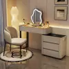 Tocador Inteligente de Lujo Ligero de Madera Maciza con Sentido Avanzado, Carga Inalámbrica, Gabinete de Cubo Simple Moderno para Dormitorio, Mesa de Maquillaje Integrada