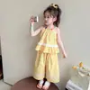 Conjunto Dulce de Verano para Niñas 2026 Nueva Moda de Verano para Niñas Pequeñas, Elegante Conjunto Casual Holgado de Dos Piezas con Volantes para Verano