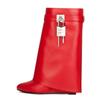Botines de Cuero de Tacón de Cuña con Cremallera y Caña Ancha, Punta Redonda, Estilo Europeo y Americano, Nuevos para Invierno, para Mujer