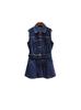 Vestido Jeans Patchwork de Gola Lapela Linha A Sem Mangas de Botão Único Retrô Redutor de Idade de Alta Qualidade para Mulheres Outono Shenzhen Nanyou