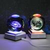 Venta al por mayor transfronteriza Bola de cristal tallada en 3D Luz nocturna Base luminosa Adornos de escritorio para dormitorio Regalo para estudiantes Luz de ambiente
