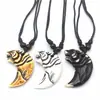 Colar de Resina com Pingente de Cabeça de Tigre Popular Transfronteiriço, Corrente para Suéter, Colar Vintage de Cabeça de Tigre e Dente de Lobo em Três Cores, Atacado