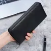Carteira masculina com zíper longo Carteira de embreagem de grande capacidade Bolsa Celular Bolsa Cartão de visita casual