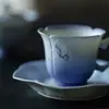 Taza de Café Púrpura Degradado Pintada a Mano con Mariposa, Taza de Té Creativa de Gama Alta, Taza Individual de Alta Estética