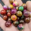 Ágata Colorida Contas Redondas Jade Contas Soltas Flor de Pessegueiro Rosa Sangue de Galinha Vermelho Crisoprásio Pulseira Colar Acessórios de Joias Contas de Jade
