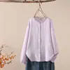 Venta directa del fabricante: Camisa de Mujer Manga Larga con Cuello de Encaje Fruncido Estilo Japonés, Gasa de Algodón de Doble Capa, Blusa Artística de Corte Amplio para Mujer