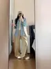 Jeans Cáqui Retro Americano para Mulheres, Novos Calças Versáteis de Perna Larga para Outono, Calças Soltas Emagrecedoras de Comprimento Total para Estudantes