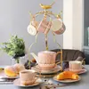 Ins Taza de cerámica estilo europeo estilo británico juego de taza de café juego de té de la tarde Taza creativa Estante para palillos doméstico con plato