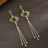 Aretes de Borlas, Estilo Nuevo, Estilo Chino Retro, Aretes de Candado de Paz Ruyi, Aretes Largos, Aretes de Alta Gama