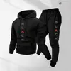 Conjunto Retro de Dos Piezas para Hombre con Estampado de Letras Transfronterizo Europeo y Americano, Sudadera de Manga Larga y Pantalones Deportivos para Correr en Otoño e Invierno