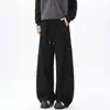 Pantalones de chándal grises con estampado de flores blancas americanas, plisados, de hoja curva, para hombre, otoño, High Street, Cleanfit, pantalones casuales, marca de moda, versátiles, de pierna ancha