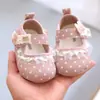 Sapatos de Caminhada para Bebês Meninas, Sola Macia, Antiderrapante, Estilo Primavera/Outono 2026, Sapatos de Princesa, 0-1 Ano, Bolinhas Fofas, Fecho de Velcro