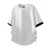 Camiseta Masculina Muqiu Duas em Uma com Punho Colorido, Toque Gelado, Manga Curta, Caimento Solto, Leve, Respirável, de Seda de Gelo