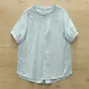 Camisa Artística de Manga Corta Estilo Japonés para Mujer, Gasa de Algodón de Doble Capa de Verano, Fresco Bordado Floral, Top Holgado Casual