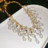 Colgante de Borla de Cristal Perlado Pendientes Hechos a Mano Conjunto de Collar Estilo Palacio Cadena para Clavícula Cadena de Cuello de Lujo Ligero Gama Alta para Mujeres