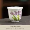 Taza de té de cerámica con iris morado pintado a mano, juego de té kung fu, taza individual, taza de maestro, taza de té pequeña, juego de posavasos