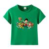 Wang Wang equipe desenhos animados estampado algodão manga curta T-shirt 2022 primavera e verão novo bebê algodão top gola redonda T-shirt