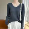 Suéter para mujer, capa base, top de punto de forro polar Andy, estilo nuevo, colección otoño/invierno transfronteriza, corte holgado, listo para usar, cuello en V, manga larga