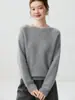 Nuevo suéter grueso 100% cachemira pura 2026 para mujer, cuello redondo, diseño calado, manga larga, estilo jersey, capa base de punto
