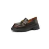 Totalmente de Cuero por Dentro y por Fuera, Mocasines Camelia de 4.5 cm para Mujer, Temporada Primavera y Otoño 2026, Zapatos de Cuero Genuino de Suela Gruesa con Tacón Medio y Plataforma Impermeable