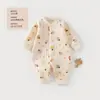 Mameluco de bebé otoño e invierno Grado A sin costuras acolchado de tres capas engrosado cálido de manga larga para bebé Ropa para bebés y niños Anyang