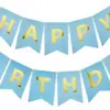 Bandera de Papel con Letras de Feliz Cumpleaños Flor de Cola de Pez para el Primer Año del Bebé Decoración de Fiesta de Cumpleaños Banderín de Bandera Colorido