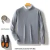 Suéter de lã 100% puro novo para outono e inverno, importado, gola redonda, cor sólida, camada base, casual de negócios, tamanho grande, malha de lã