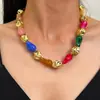 Collar de cuentas de colores, de forma irregular e inspirado en la dopamina, con colgantes vintage de corazón de resina y estrella de mar, perfecto para usar en capas y como cadena de clavícula para mujeres
