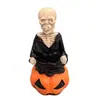 Novos bonecos de cabeça balançante de caveira e abóbora sentada de Halloween criativos transfronteiriços, artesanatos de resina, ornamentos de decoração para casa para o Festival dos Fantasmas