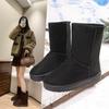 Botas de Neve para Caminhada ao Ar Livre Botas Altas com Pelo Integrado 2025 Inverno Botas Curtas Quentes com Forro de Lã Sapatos de Algodão para Neve de Uma Perna
