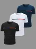 Pacote com 3 Camisetas Masculinas Casuais de Manga Curta com Gola Redonda, Respiráveis e Leves, Camisas Masculinas de Manga Curta