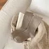 Calcetines de mujer de alta gama a rayas y de color liso hasta la mitad de la pantorrilla, estilo básico simple, versátiles, boca de canalé alto, talón antideslizante sin talón, calcetines holgados
