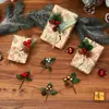 Mini agujas de pino artificiales, bayas rojas, piñas, ramitas, accesorios para decoración de árbol de Navidad, ramas de pino artificiales, agujas de pino, ramas de piñas artificiales