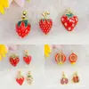 Venta directa del fabricante, al por mayor en stock, joyería de cobre dulce de 18 quilates con colgantes de frutas de fresa y cereza de esmalte de colores