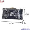 Bolso de noche cruzado con forma de lazo y diamantes, para mujer europea y americana, bolso de mano para banquete, bolso de noche para vestir